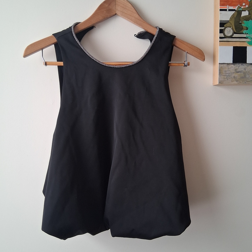 Zara Black Tank Top with Silver Trim